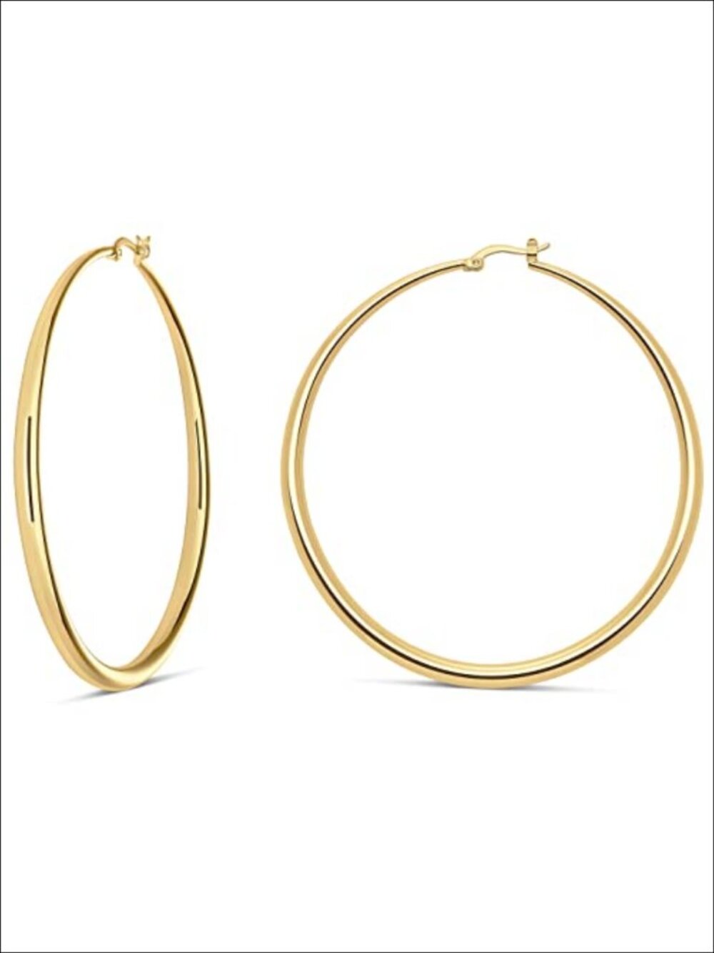 14K Gold Plated Graduated Hoop Earrings Latch Back Hypoallergenic